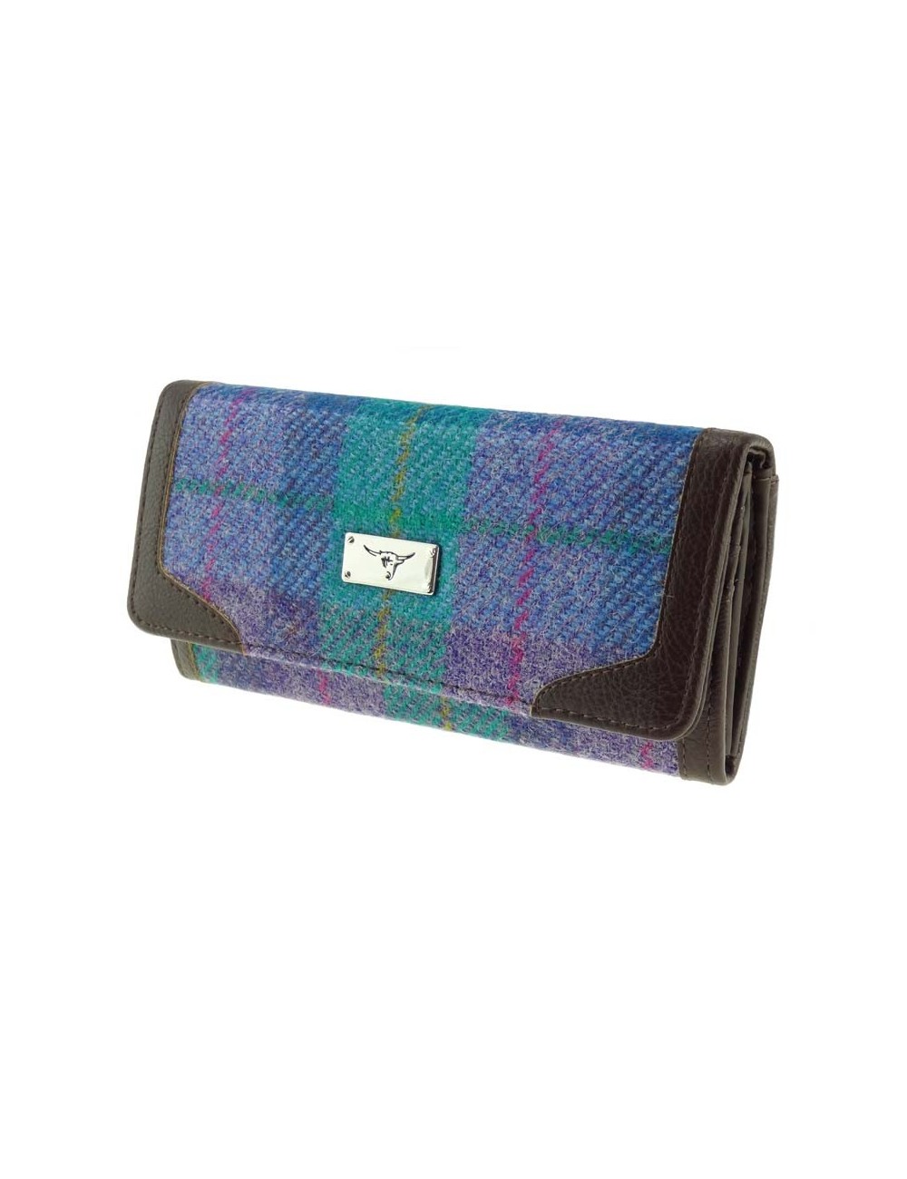 Wallet 'Bute' Harris Tweed - Green&Purple