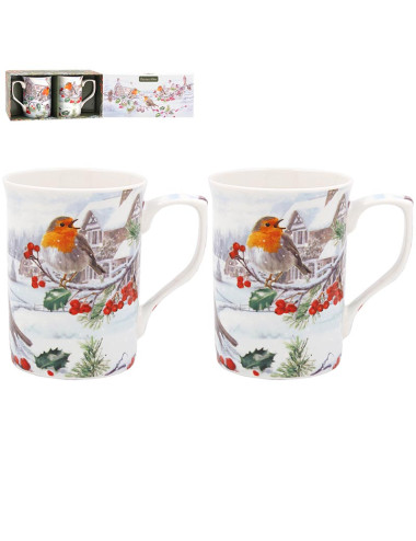 Christmas Robin - Mug set of 2