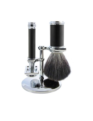 Set da barba 3-teilig, ebony Double Edge Safety Razor