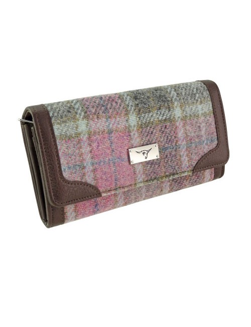 Portefeuille 'Bute' Harris Tweed - Soft Pink Buchanan