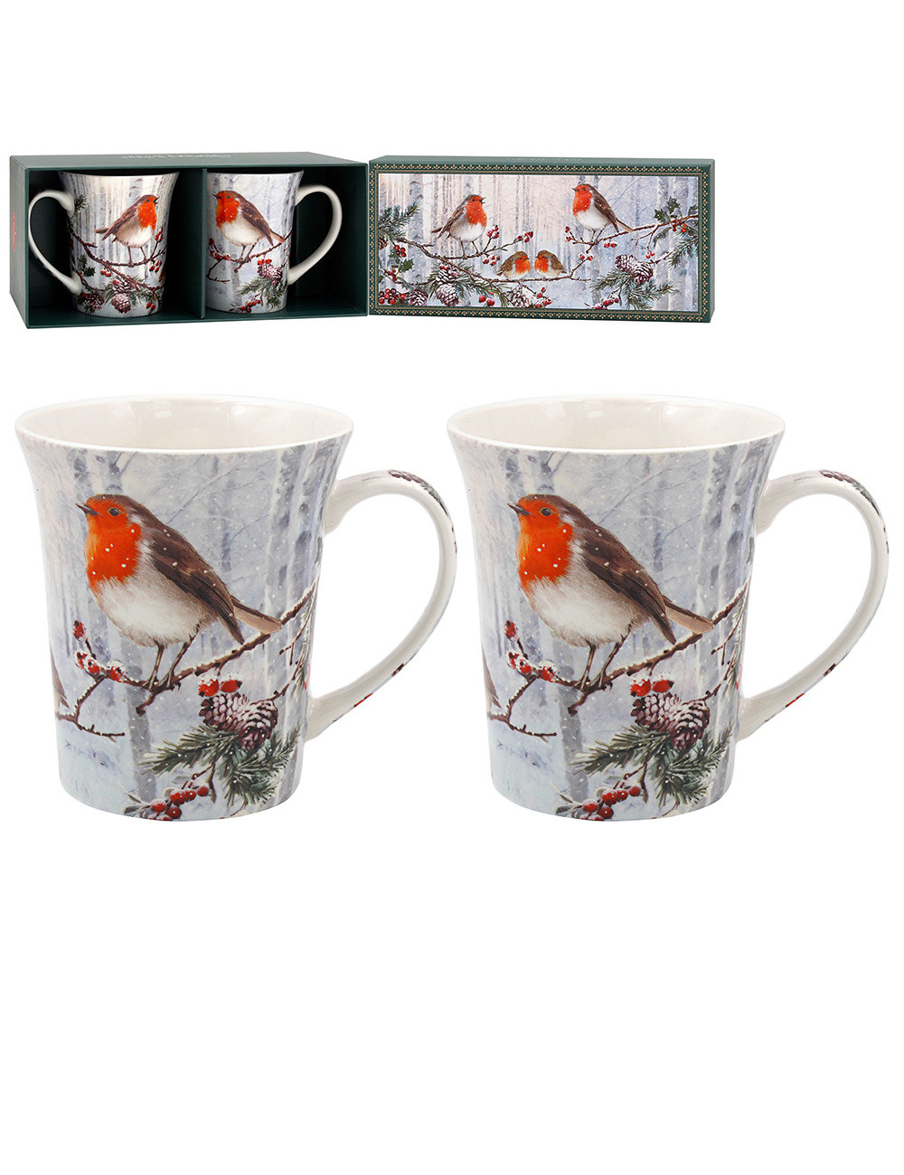 Merle de Noël - Lot de 2 tasses