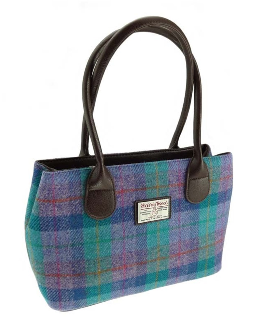 Handtasche 'Classic' - Harris Tweed Green&Purple