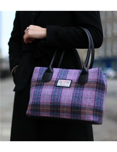 Handtasche 'Classic' - Harris Tweed Green&Purple