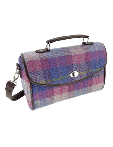 Schultertasche Breit - Harris Tweed Purple Pink