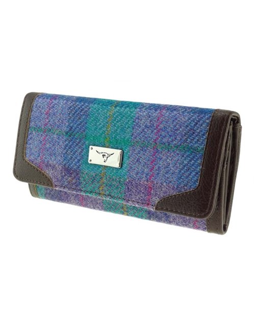 Portemonnaie 'Bute' Harris Tweed - Green&Purple