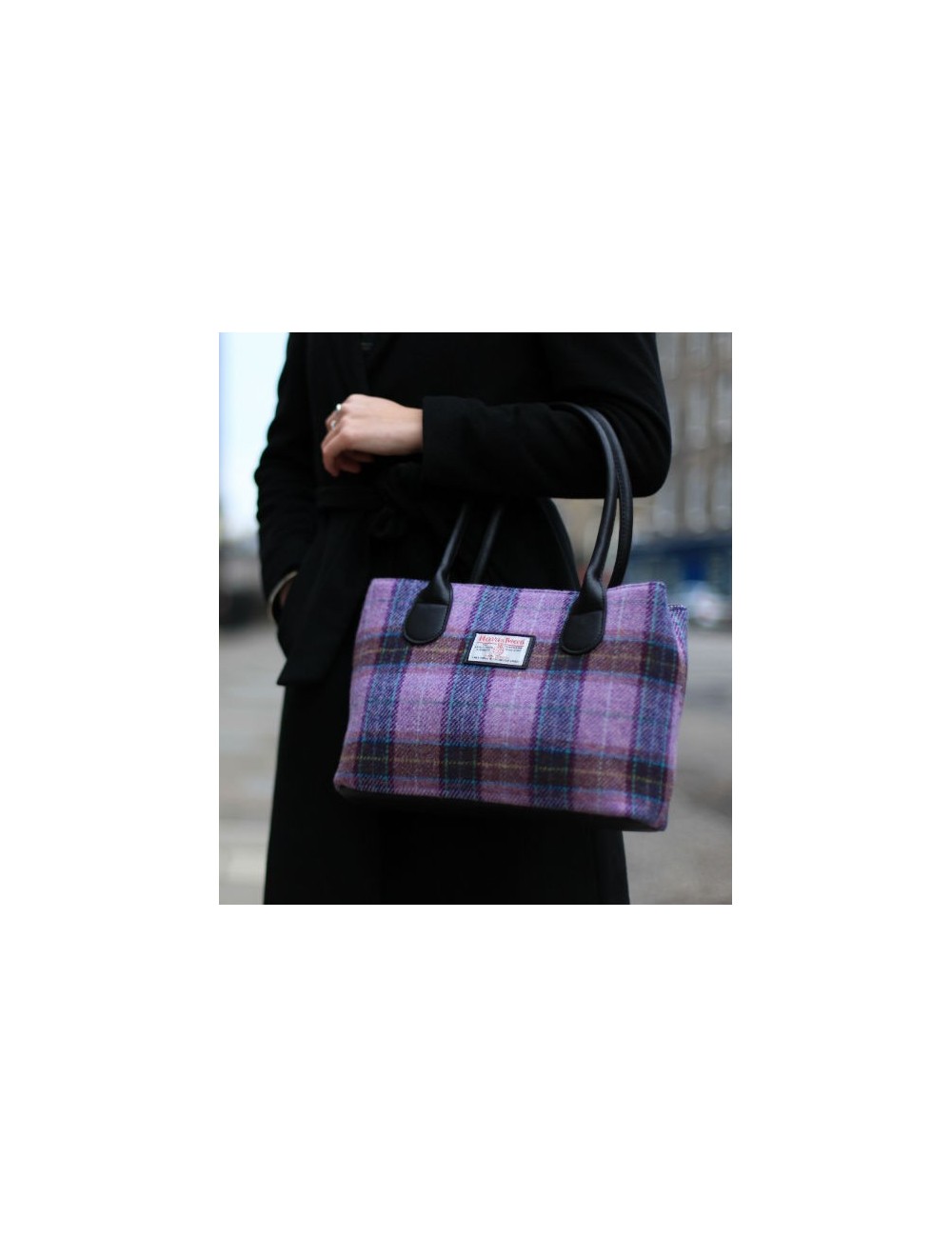 Handtasche 'Classic' - Harris Tweed Green&Purple