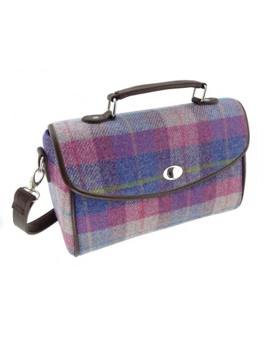 Schultertasche Breit - Harris Tweed Purple Pink
