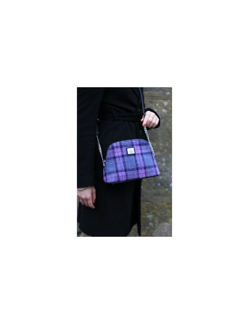 Borsa a tracolla 'mini' - Harris Tweed Purple Check