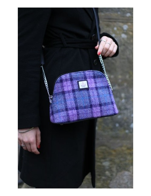 Borsa a tracolla 'mini' - Harris Tweed Purple Check